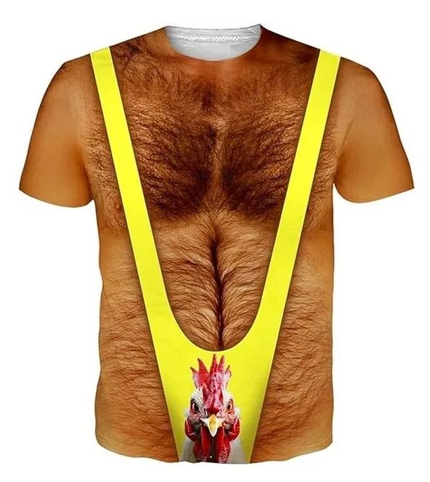 Новогодняя/флуоресцентная футболка с принтом пикающего петуха и яркими лямками