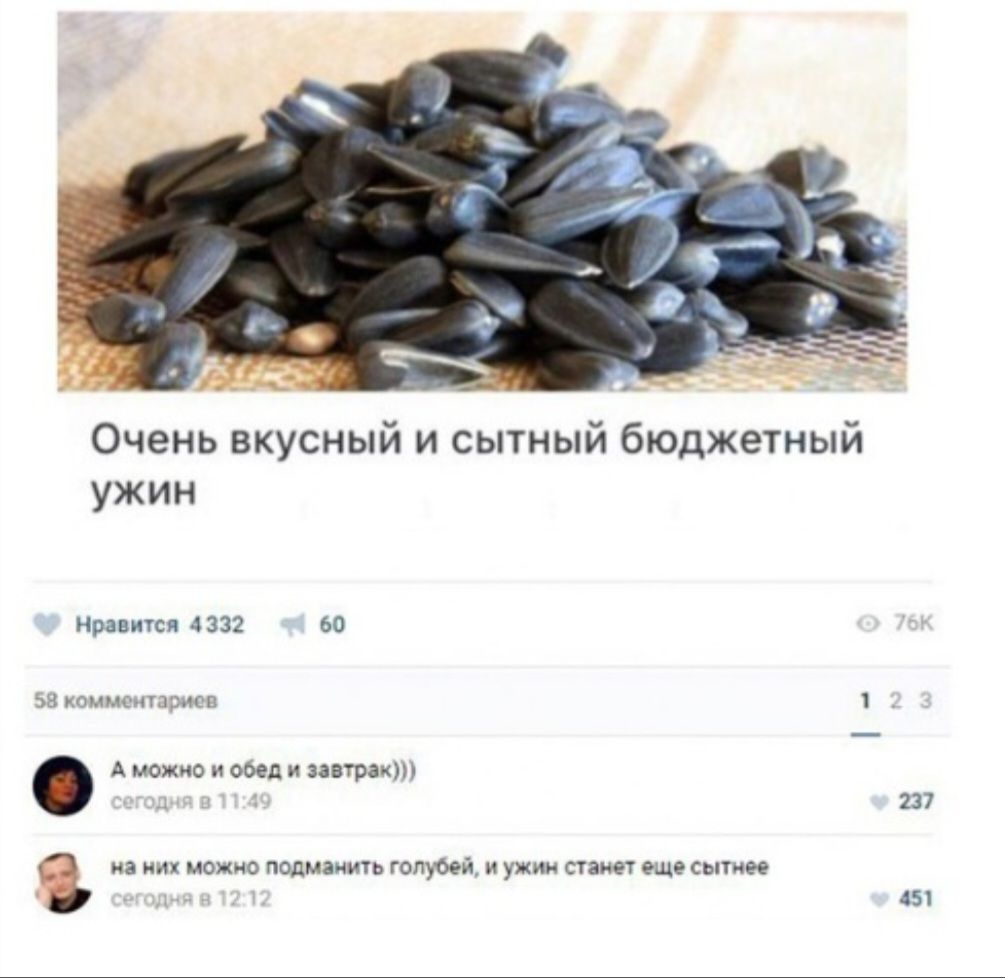 Очень вкусный и сытный бюджетный ужин
А можно и обед и завтрак)))
на них можно подманить голубей, и ужин станет еще сытнее