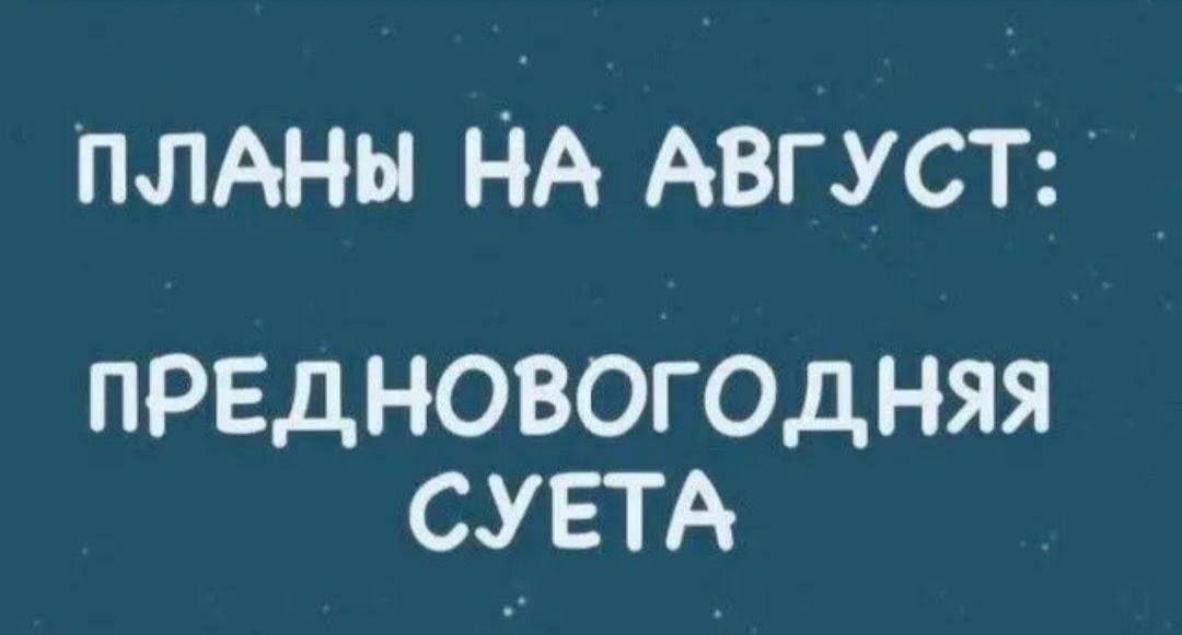 ПЛАНЫ НА АВГУСТ: ПРЕДНОВОГОДНЯЯ СУЕТА