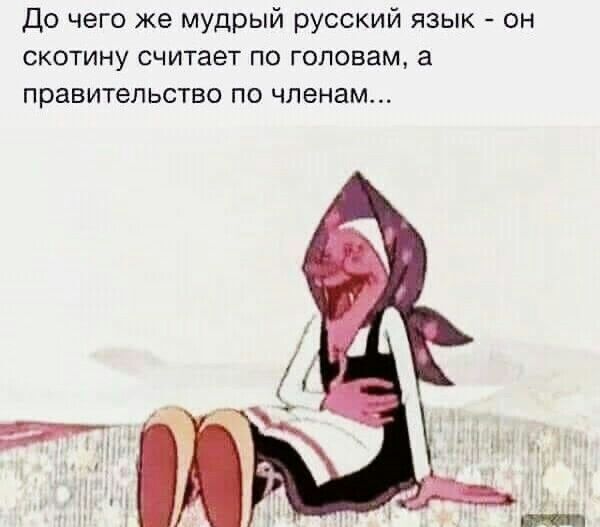 До чего же мудрый русский язык - он скотину считает по головам, а правительство по членам...
