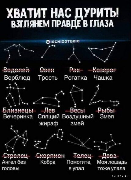 ХВАТИТ НАС ДУРИТЫ ВЗГЛЯНЕМ ПРАВДЕ В ГЛАЗА СНПОТЕЯСНО ж о к Всдолей вен Рак Козерог Верблюд Трость Рогатка Чашка л Ц 1 1 Близнецы Пев Весы Вечеринка Спящий Воздушный Змея жираф змей Скерляисн Телец Дева Ангел без Кобра Помогите Моя лошадь головы яупал тоже упала внотокяи