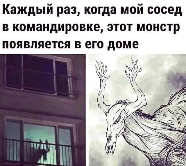 Каждый раз, когда мой сосед в командировке, этот монстр появляется в его доме