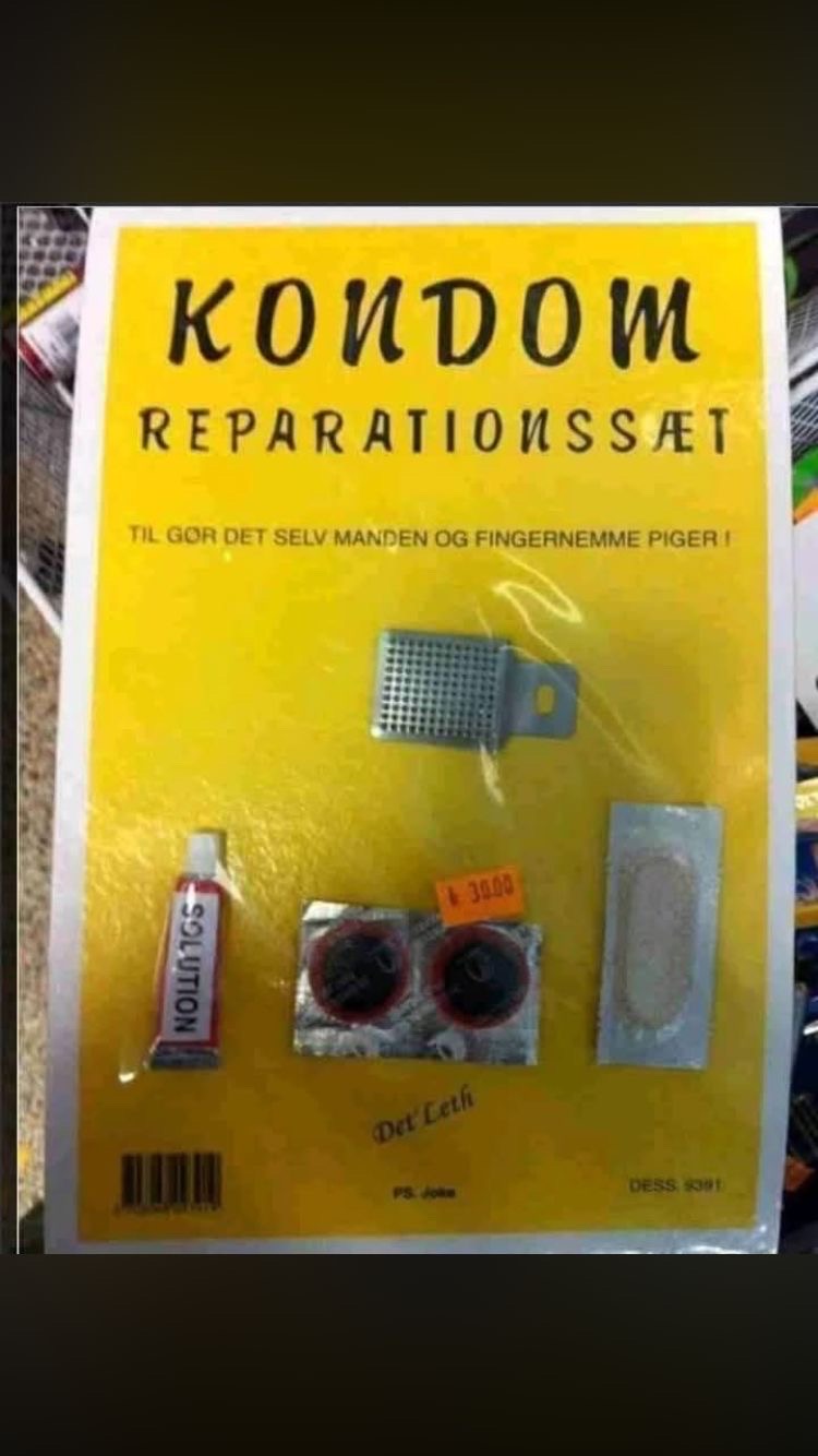 KONDOM REPARATIONSSÆT TIL GØR DET SELV MANDEN OG FINGERNEMME PIGER !