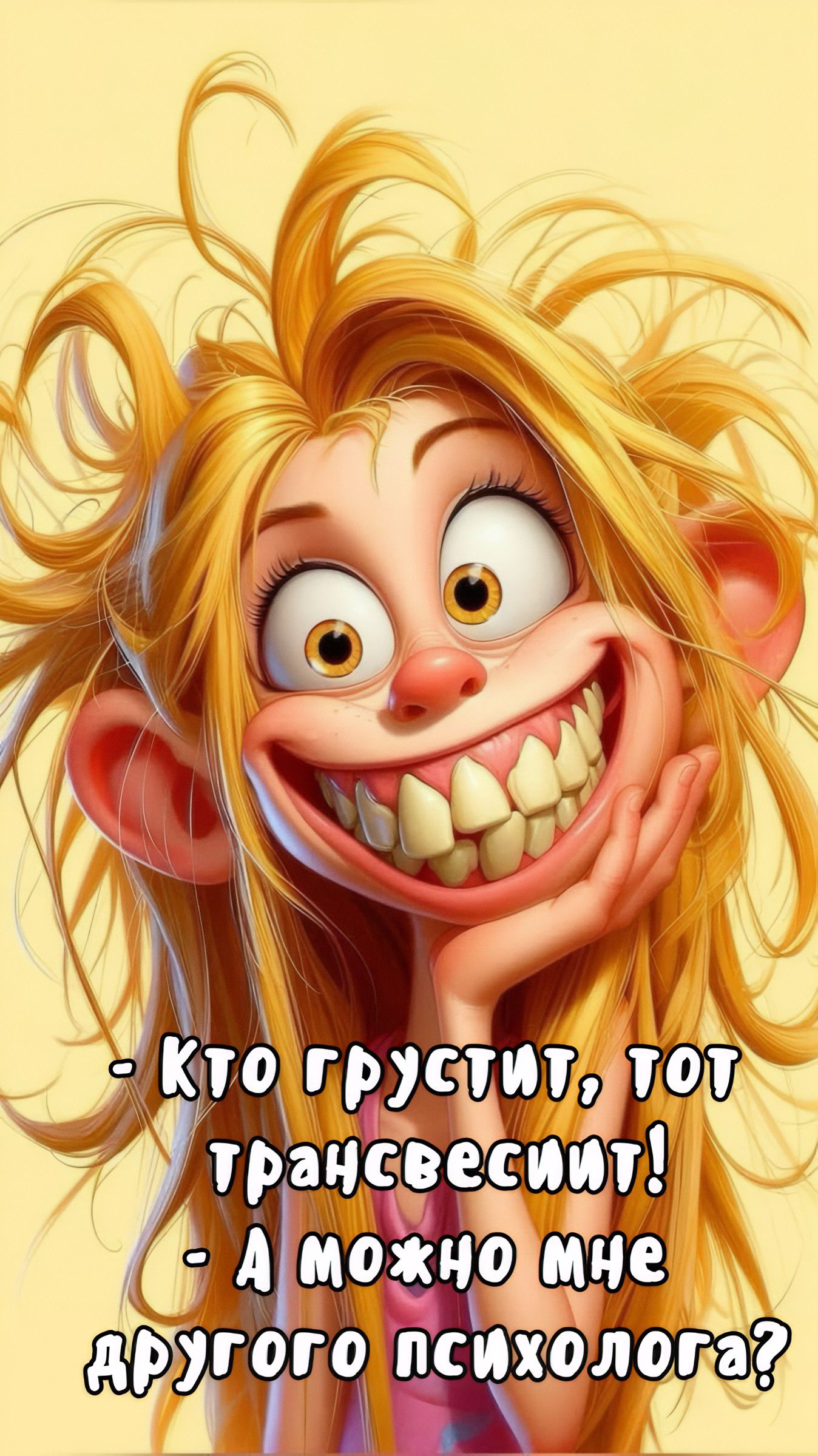 - Кто грустит, тот трансвестит!
- А можно мне другого психолога?