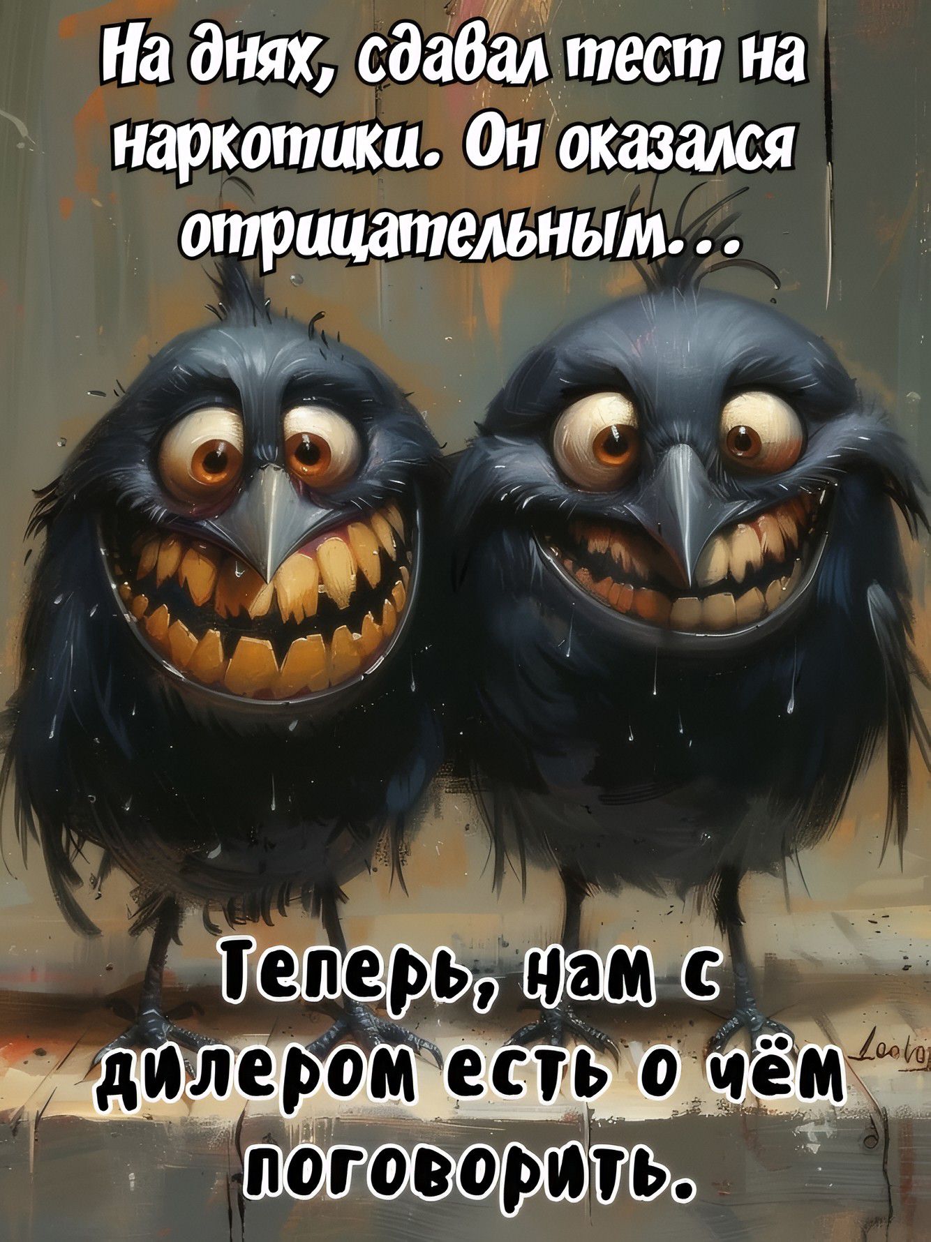 На днях, сдавал тест на наркотики. Он оказался отрицательным... Теперь, нам с дилером есть о чём поговорить.