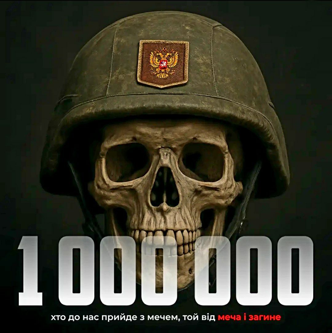 1 000 000
хто до нас прийде з мечем, той від меча і загине