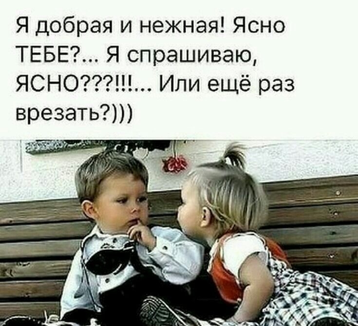 Я добрая и нежная Ясно ТЕБЕ Я спрашиваю ЯСНО Или ещё раз врезать