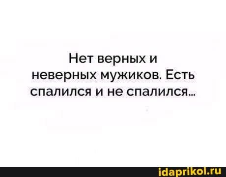 Нет верных и неверных мужиков Есть спалился и не спалился