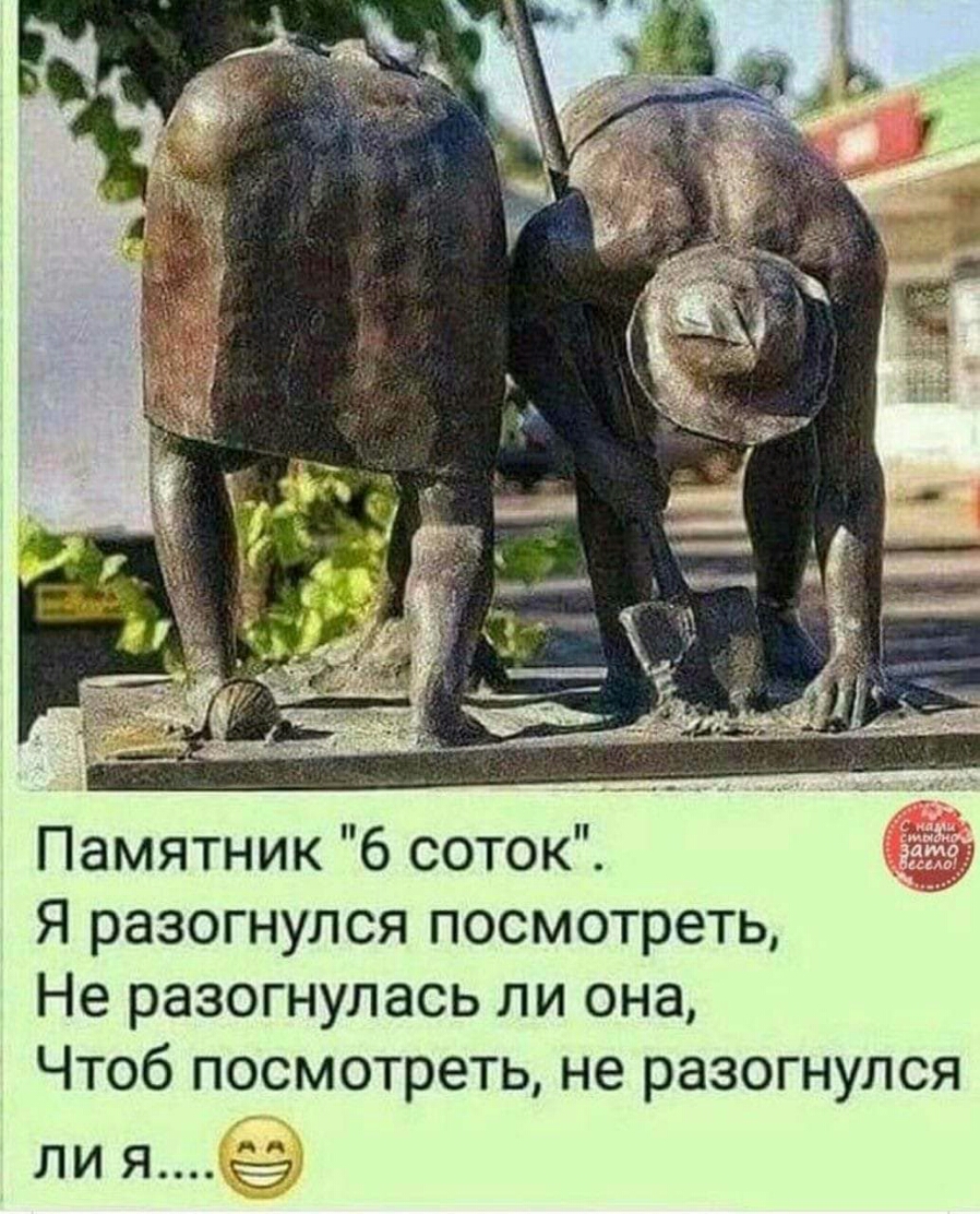 Памятник 6 соток Я разогнулся посмотреть Не разогнулась ли она Чтоб посмотреть не разогнулся ли ятЁэ
