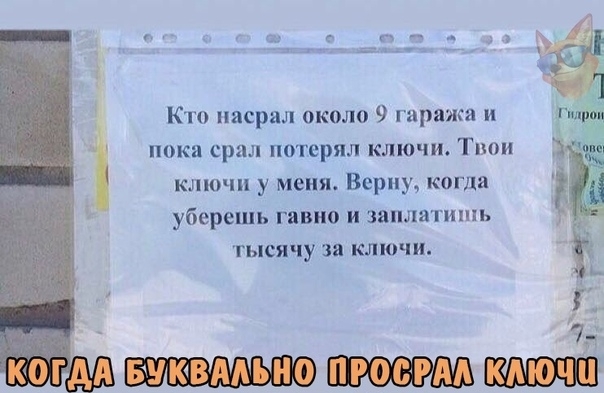 Кто насрал около 9 гаража и гшцюи пока срал потерял ключи Тпои ключи у меня Варну когда уберешь гавио и заплапппь тысячу за ключи