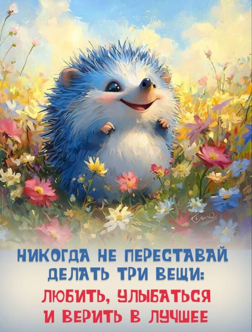 НИКОДА НЕ ПЕРЕСТАВАЙ ДЕЛАТЬ ТРИ ВЕЩИ: ЛЮБИТЬ, УЛЫБАТЬСЯ И ВЕРИТЬ В ЛУЧШЕЕ