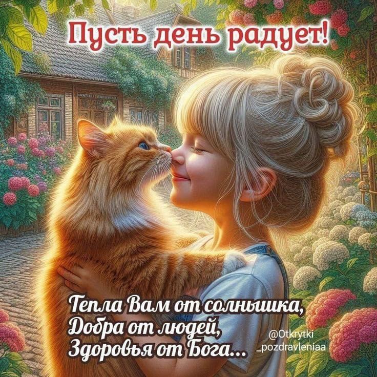 Пусть день радует!
Тепла Вам от солнышка,
Добра от людей,
Здоровья от Бога...