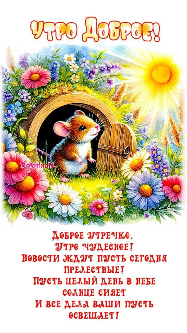 УТРО ДОБРОЕ! 

Доброе утречко, 
утро чудесное! 
Новости ждут пусть сегодня 
прелестные! 
Пусть целый день в небе 
солнце сияет 
и все дела ваши пусть 
освещает!