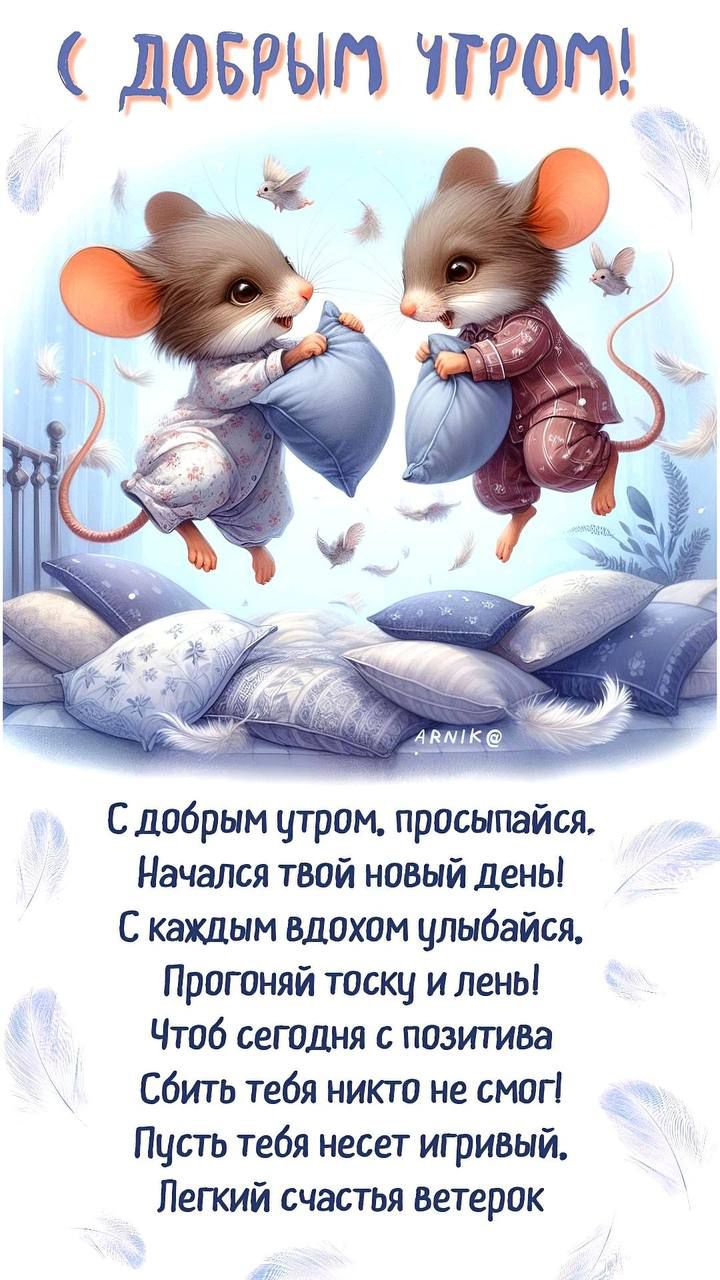С ДОБРЫМ УТРОМ!

С добрым утром, просыпайся.
Начался твой новый день!
С каждым вдохом улыбайся.
Прогони тоску и лень!
Чтоб сегодня с позитива
Сбить тебя никто не смог!
Пусть тебя несет игривый.
Легкий счастья ветерок.