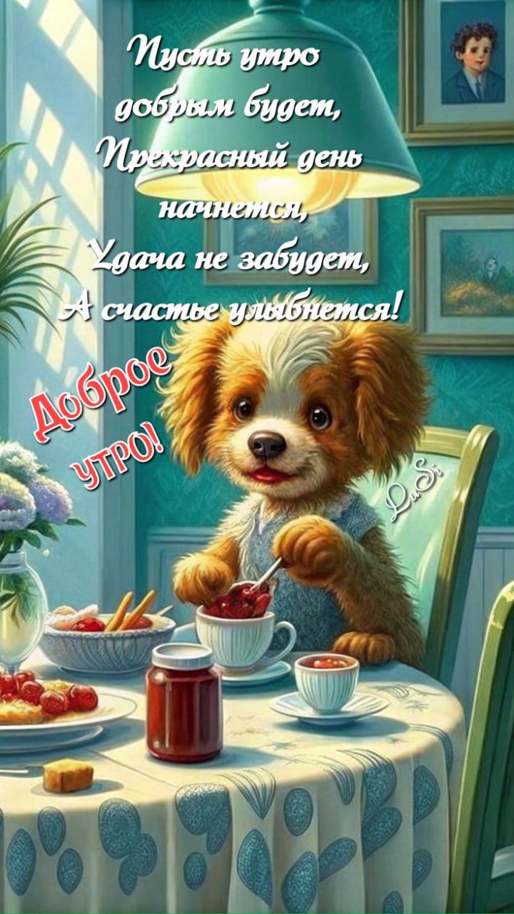 Пусть утро добрым будет, Прекрасный день начнётся, Удача не забудет, А счастье улыбнется! Доброе утро!