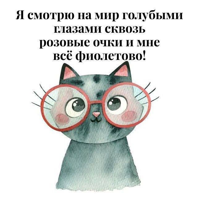 Я смотрю на мир голубыми глазами сквозь розовые очки и мне всё фиолетово!