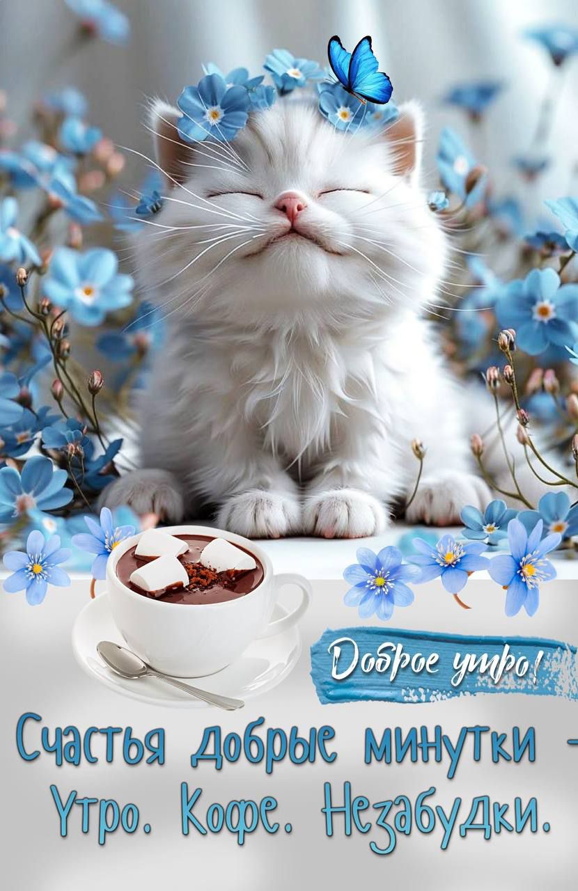 Доброе утро! Счастья добрые минутки - Утро. Кофе. Незабудки.