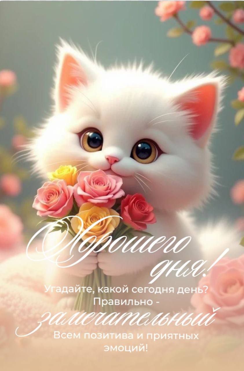Хорошего дня! Угадайте, какой сегодня день? Правильно - замечательный. Всем позитива и приятных эмоций!