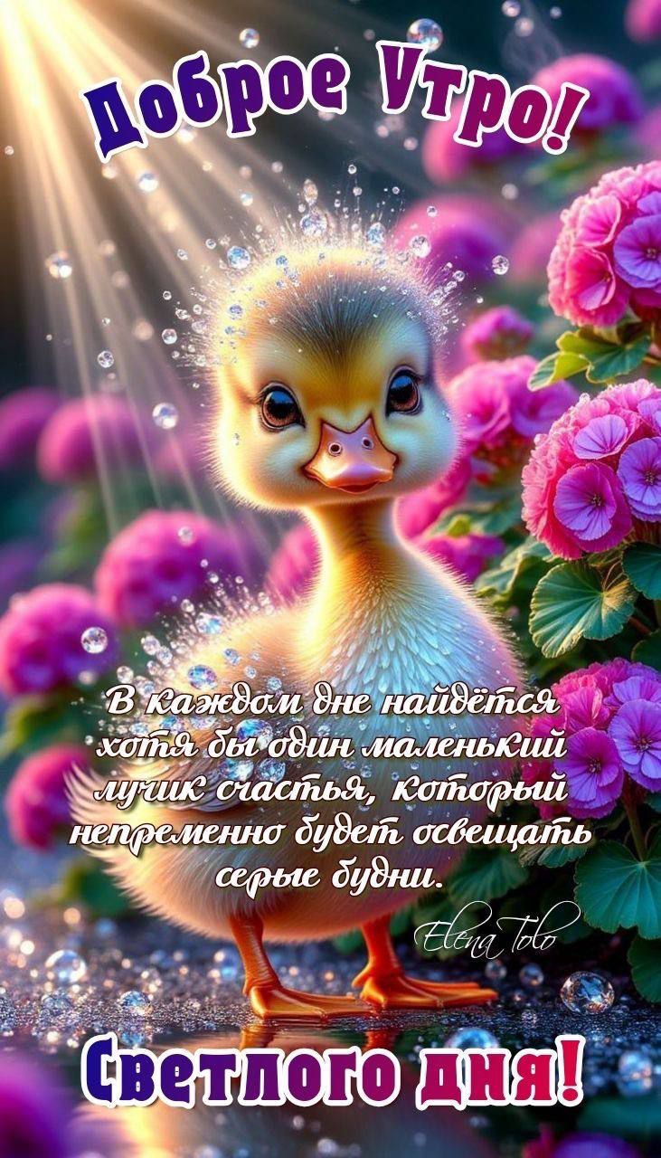 Доброе Утро! В каждом дне найдётся хотя бы один маленький лучик счастья, который непременно будет освещать серые будни. Светлого дня!