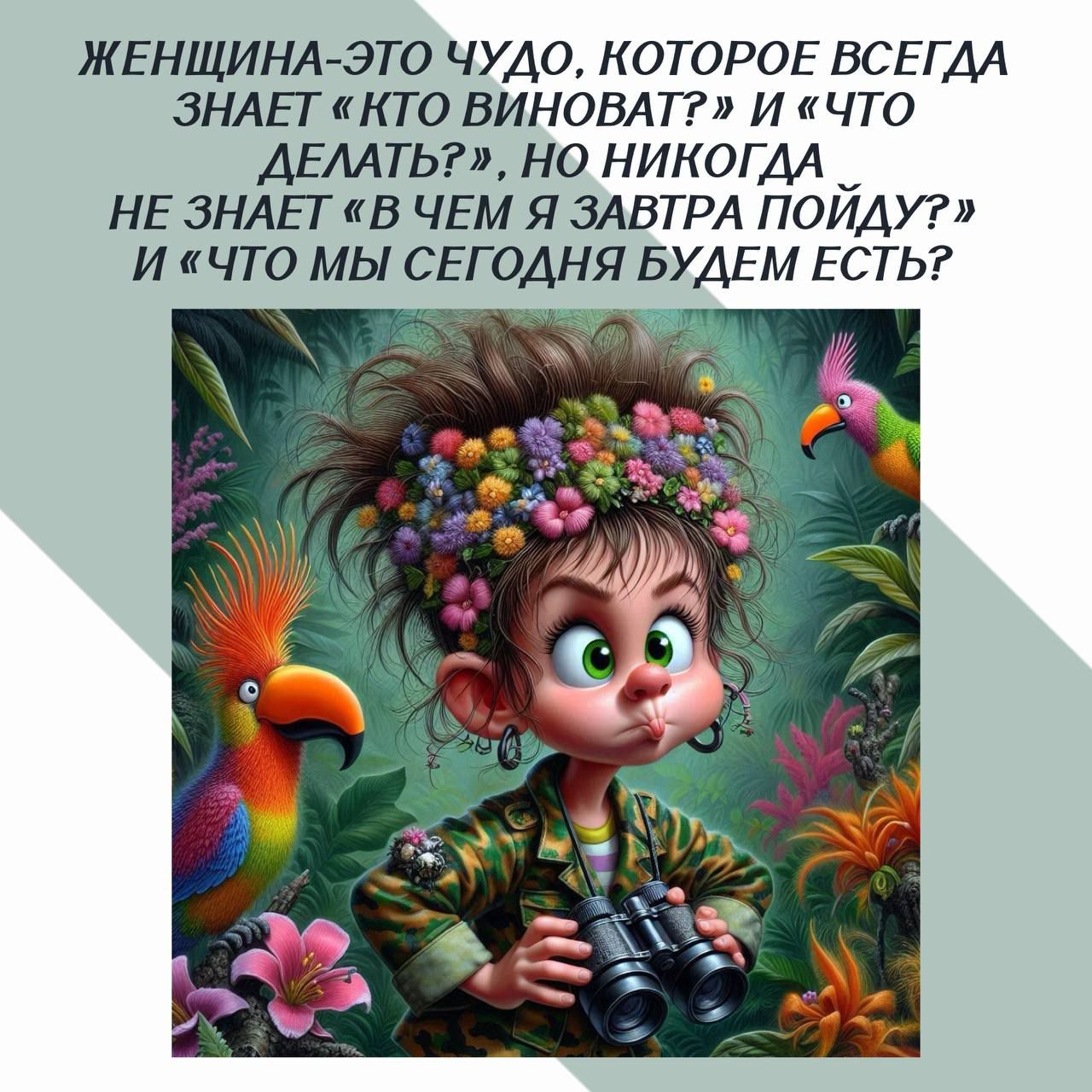ЖЕНЩИНА-ЭТО ЧУДО, КОТОРОЕ ВСЕГДА ЗНАЕТ «КТО ВИНОВАТ?» И «ЧТО ДЕЛАТЬ?», НО НИКОГДА НЕ ЗНАЕТ «В ЧЕМ Я ЗАВТРА ПОЙДУ?» И «ЧТО МЫ СЕГОДНЯ БУДЕМ ЕСТЬ?