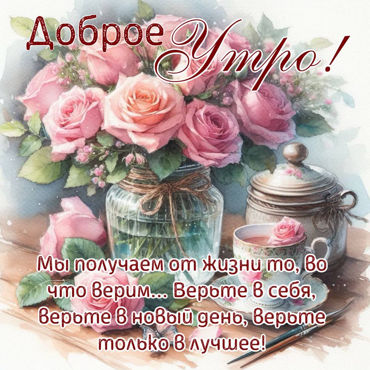 Доброе Утро!
Мы получаем от жизни то, во что верим... Верьте в себя, верьте в новый день, верьте только в лучшее!