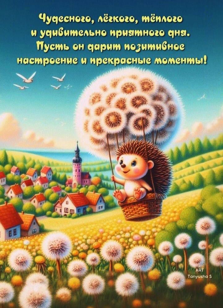 Чудесного, лёгкого, тёплого и удивительно приятного дня. Пусть он дарит позитивное настроение и прекрасные моменты!