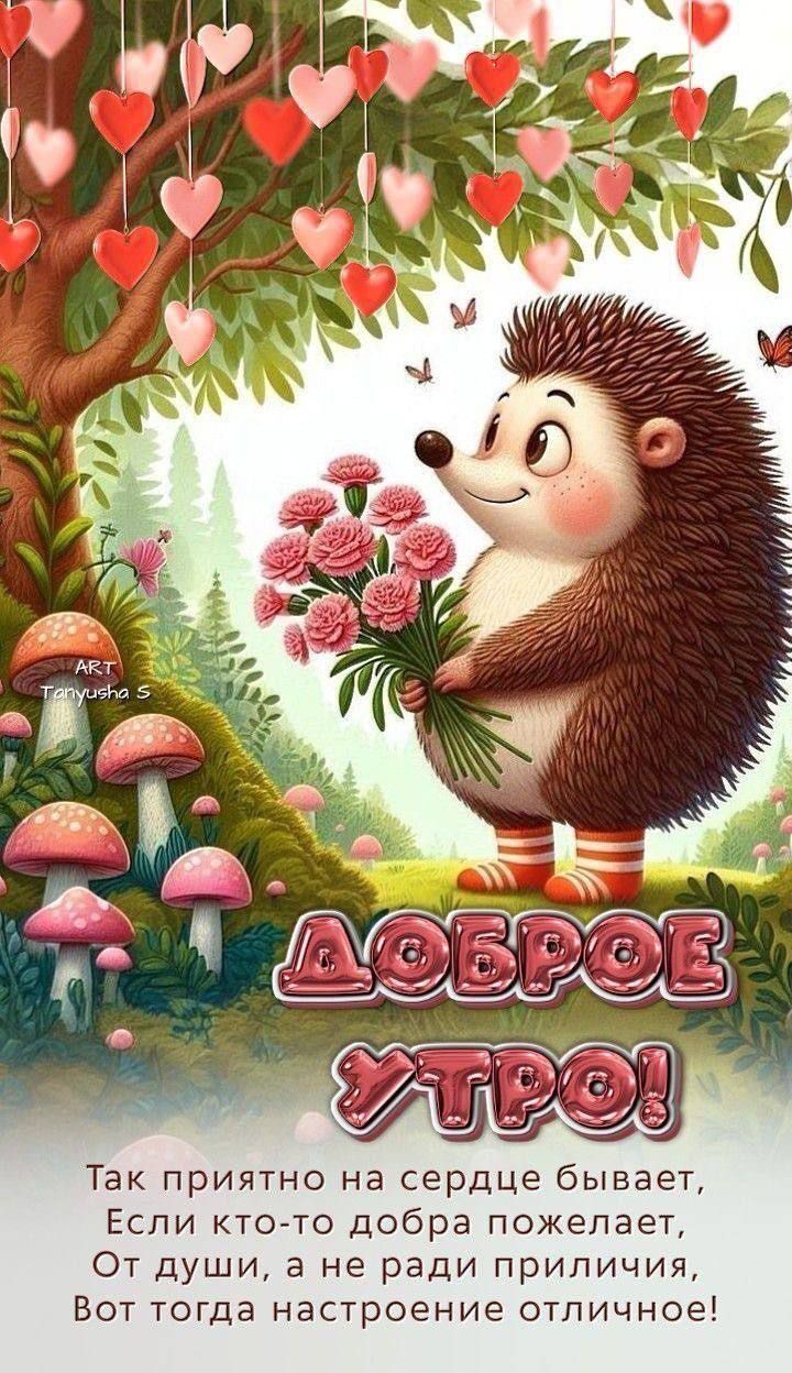 Доброе утро!
Так приятно на сердце бывает,
Если кто-то добра пожелает,
От души, а не ради приличия,
Вот тогда настроение отличное!