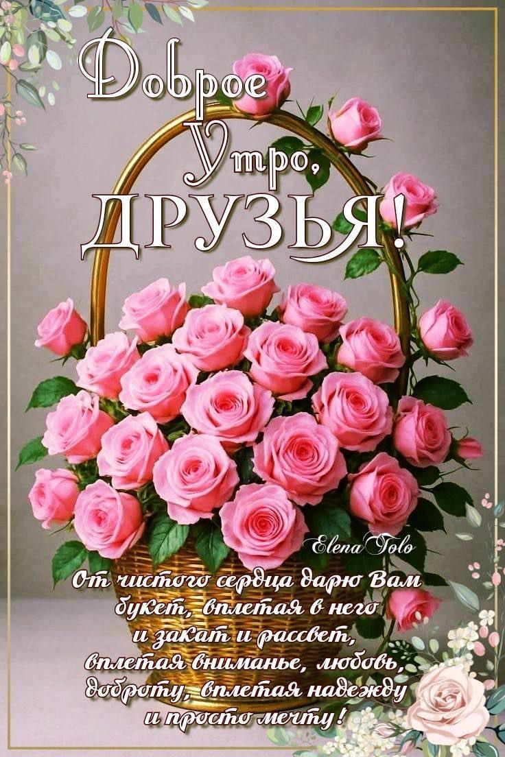 Доброе Утро, Друзья! От чистого сердца дарю Вам букет, сплетенный в него и закат, и рассвет, сплетая внимание, любовь, доброту, сплетая надежду и простую мечту!