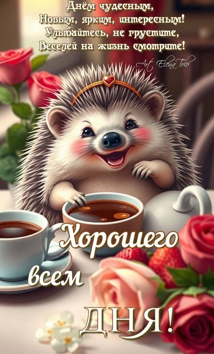 Днём чудесным, Новым, ярким, интересным! Улыбайтесь, не грустите, Веселей на жизнь смотрите! Хорошего всем ДНЯ!