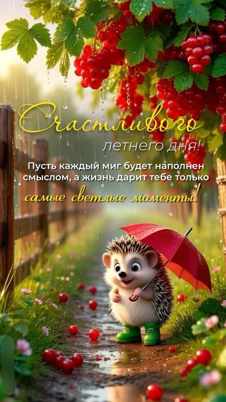 Счастливого летнего дня!
Пусть каждый миг будет наполнен смыслом, а жизнь дарит тебе только
самые светлые моменты.