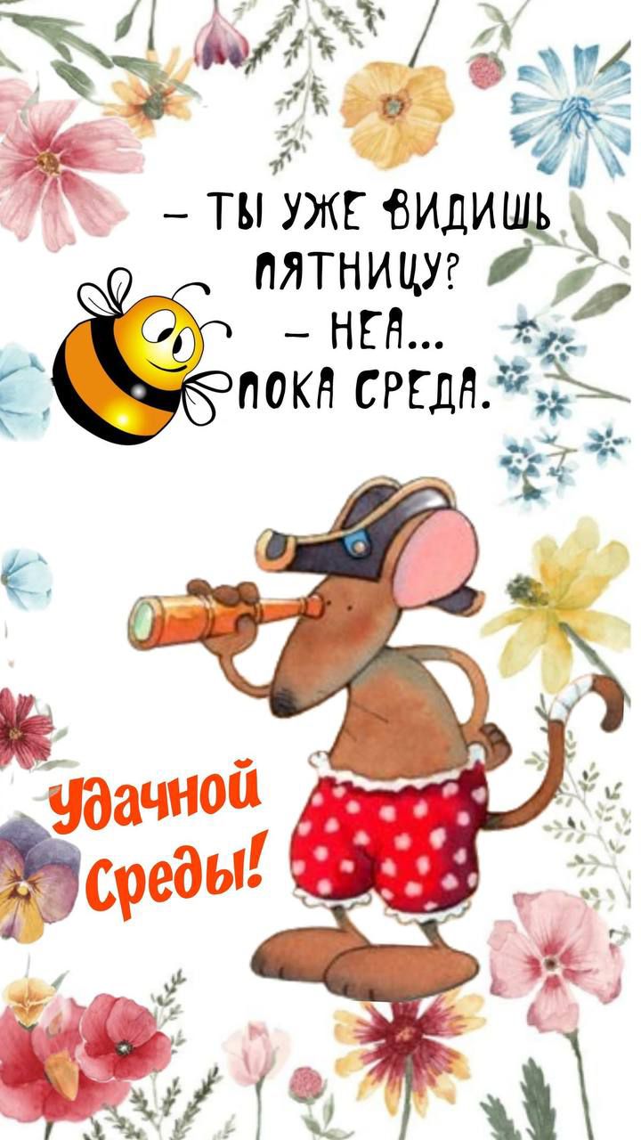 – ТЫ УЖЕ ВИДИШЬ ПЯТНИЦУ? – НЕТ... ПОКА СРЕДА.

УДАЧНОЙ СРЕДЫ!