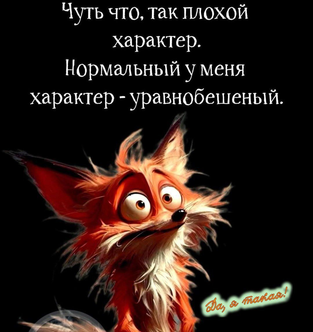 Чуть что, так плохой характер. Нормальный у меня характер - уравновешенный.