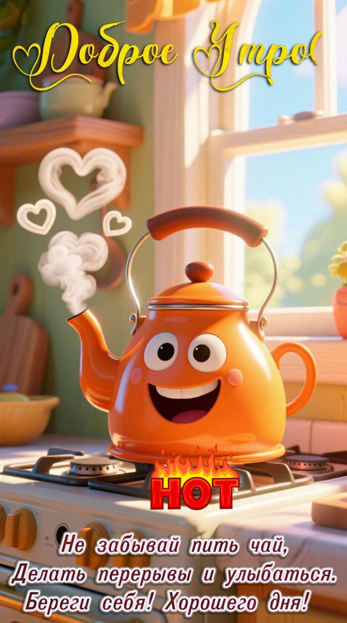 Доброе утро
Не забывай пить чай, Делать перерывы и улыбаться. Береги себя! Хорошего дня!