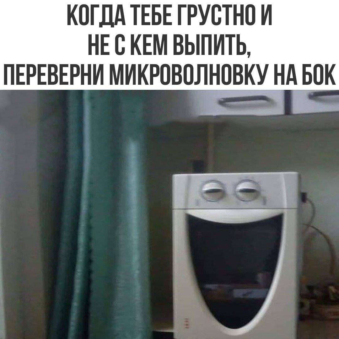 КОГДА ТЕБЕ ГРУСТНО И НЕ С КЕМ ВЫПИТЬ, ПЕРЕВЕРНИ МИКРОВОЛНОВКУ НА БОК