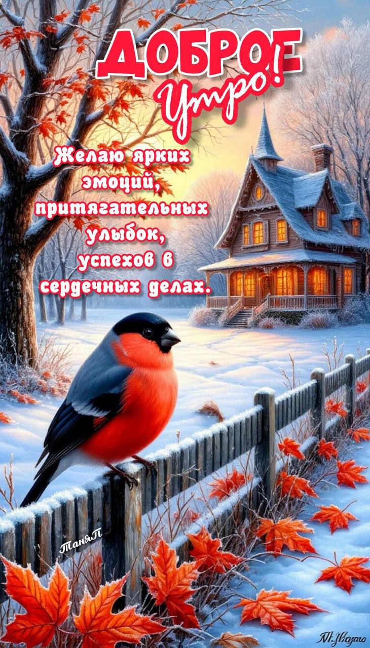 ДОБРОЕ УТРО! Желаю ярких эмоций, притягательных улыбок, успехов в сердечных делах.