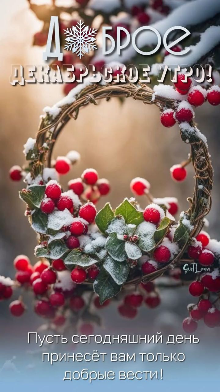 ДОБРОЕ ДЕКАБРЬСКОЕ УТРО! Пусть сегодняшний день принесёт вам только добрые вести!