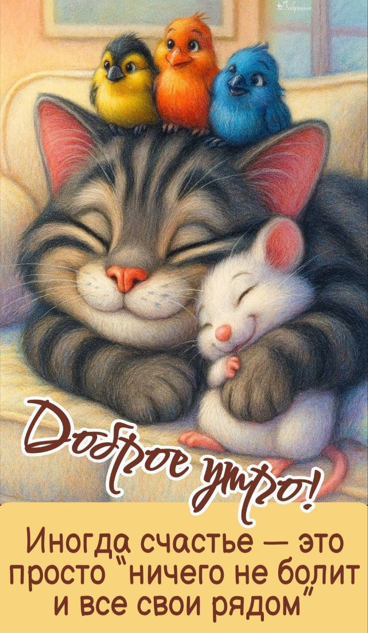 Доброе утро! Иногда счастье — это просто 'ничего не болит и все свои рядом'