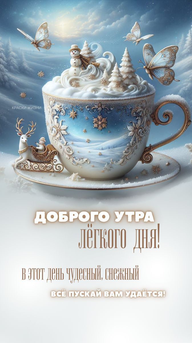 ДОБРОГО УТРА ЛЁГКОГО ДНЯ! В ЭТОТ ДЕНЬ ЧУДЕСНЫЙ, СНЕЖНЫЙ ВСЁ ПУСКАЙ ВАМ УДАЕТСЯ!