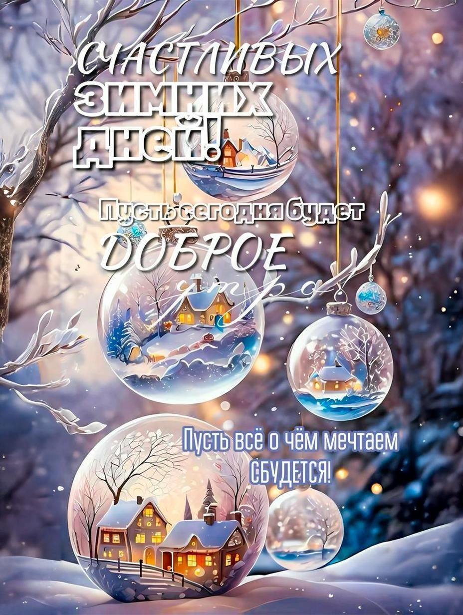 Счастливых зимних дней! Пусть сегодня будет доброе утро. Пусть всё о чём мечтаем сбудется!