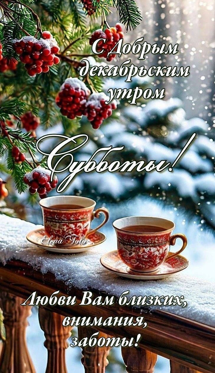 С Добрым декабрьским утром\nСубботы!\nЛюбви Вам близких, внимания, заботы!