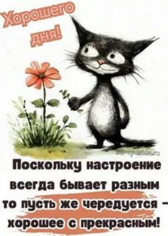 Хорошего дня! Поскольку настроение всегда бывает разным, то пусть же чередуется — хорошее с прекрасным!
