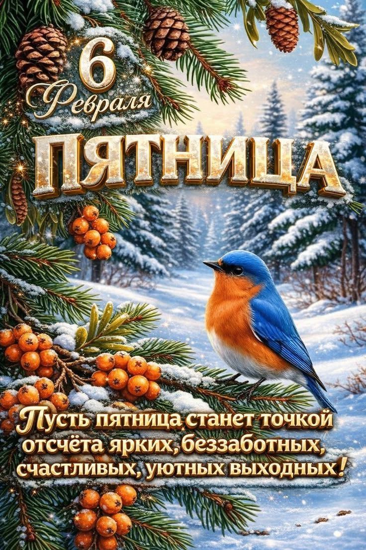 6 Февраля ПЯТНИЦА Пусть пятница станет точкой отсчёта ярких, беззаботных, счастливых, уютных выходных!