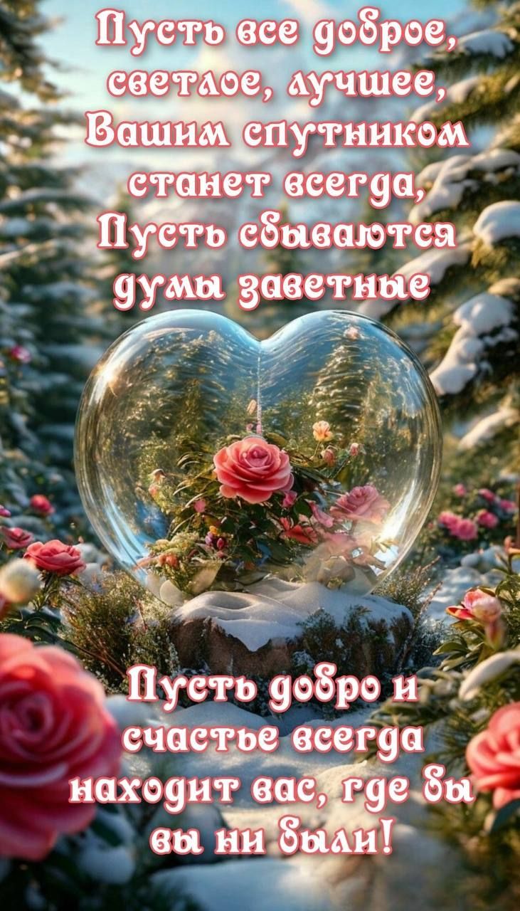 Пусть все доброе, светлое, лучшее, Вашим спутником станет всегда, Пусть сбываются заветные мечты
Пусть добро и счастье всегда найдёт вас, где бы вы ни были!