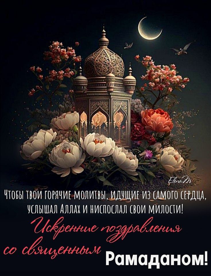 Чтобы твои горячие молитвы, уходящие из самого сердца, услышал Аллах и ниспослал свои милости! Искренние поздравления со священным Рамаданом!