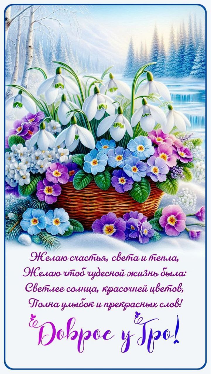 Желаю счастья, света и тепла, Желаю чтоб чудесной жизнь была: Светлее солнца, красочной цветов, Полна улыбок и прекрасных слов! Доброе утро!