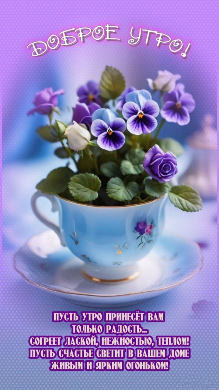 Доброе утро! Пусть утро принесёт вам только радость... согрет лаской, нежностью, теплом! Пусть счастье светит в вашем доме живым и ярким огоньком!