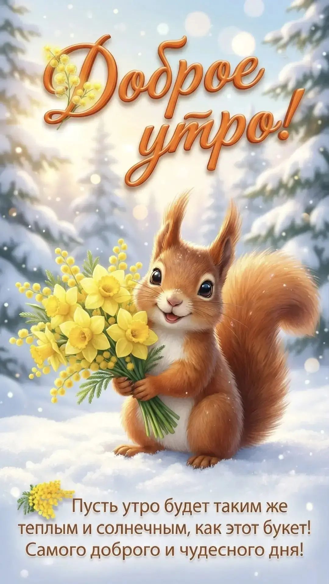 Доброе утро! Пусть утро будет таким же теплыm и солнечным, как этот букет! Самого доброго и чудесного дня!