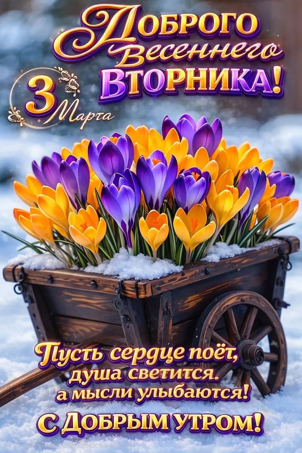 Доброе Весеннего Вторника! 3 Марта Пусть сердце поёт, душа светится, а мысли улыбаются! С ДОБРЫМ УТРОМ!