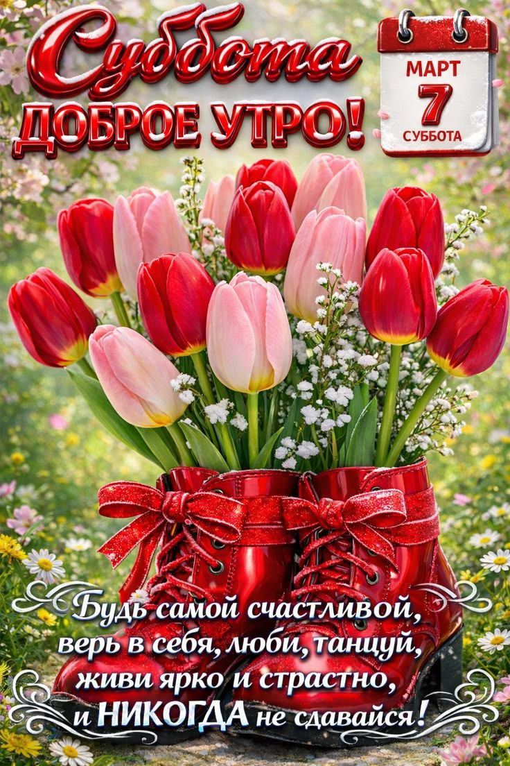 Суббота доброе утро! Март 7, суббота. Будь самой счастливой, верь в себя, люби, танцуй, живи ярко и страстно, и никогда не сдавайся!