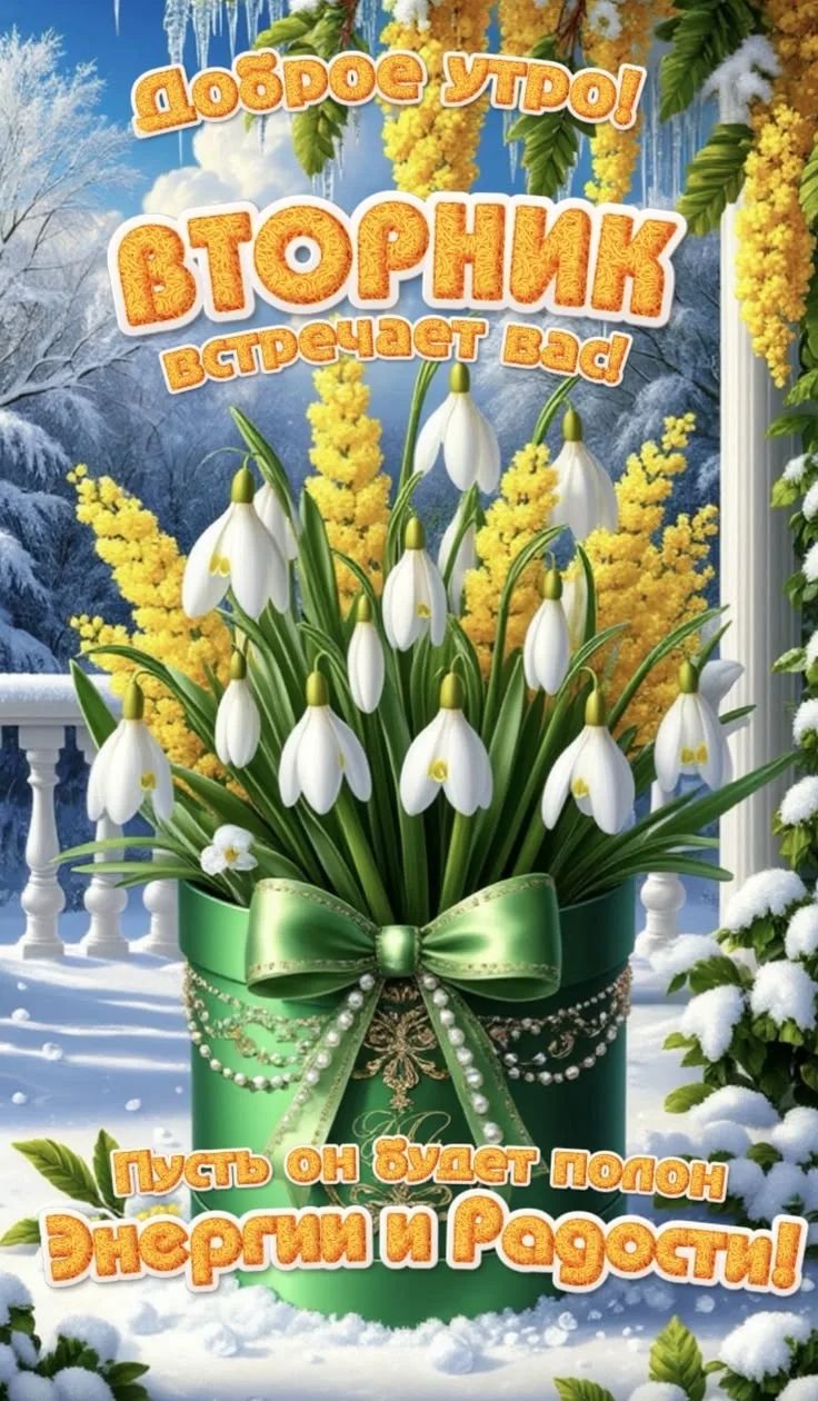 Доброе утро! Вторник встречает вас! Пусть он будет полон энергии и радости!